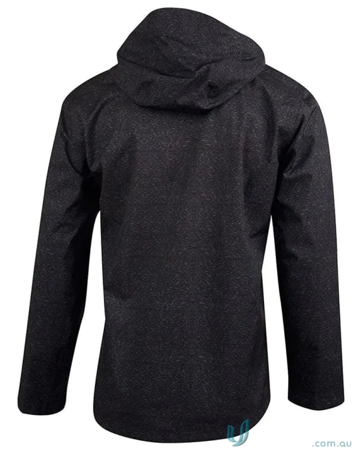 Ladies Absolute waterproof performance jacket with black hooded rain jacket and subtle speckle pattern