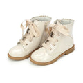Lamour Josephine Patent Cream Scalloped Boot