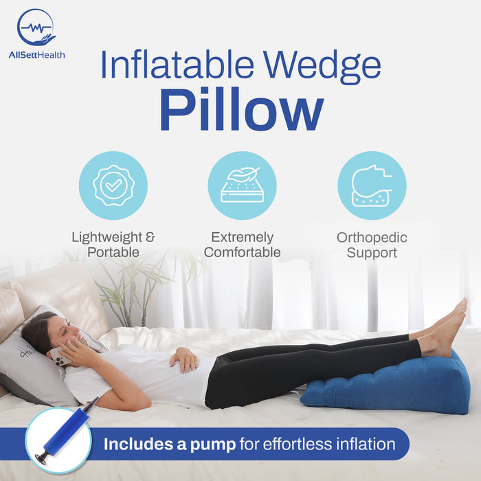 Leg Elevation Wedge Pillow – Inflatable Lumbar & Leg Support Pillow (Navy)