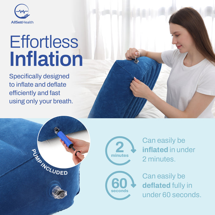 Leg Elevation Wedge Pillow – Inflatable Lumbar & Leg Support Pillow (Navy)