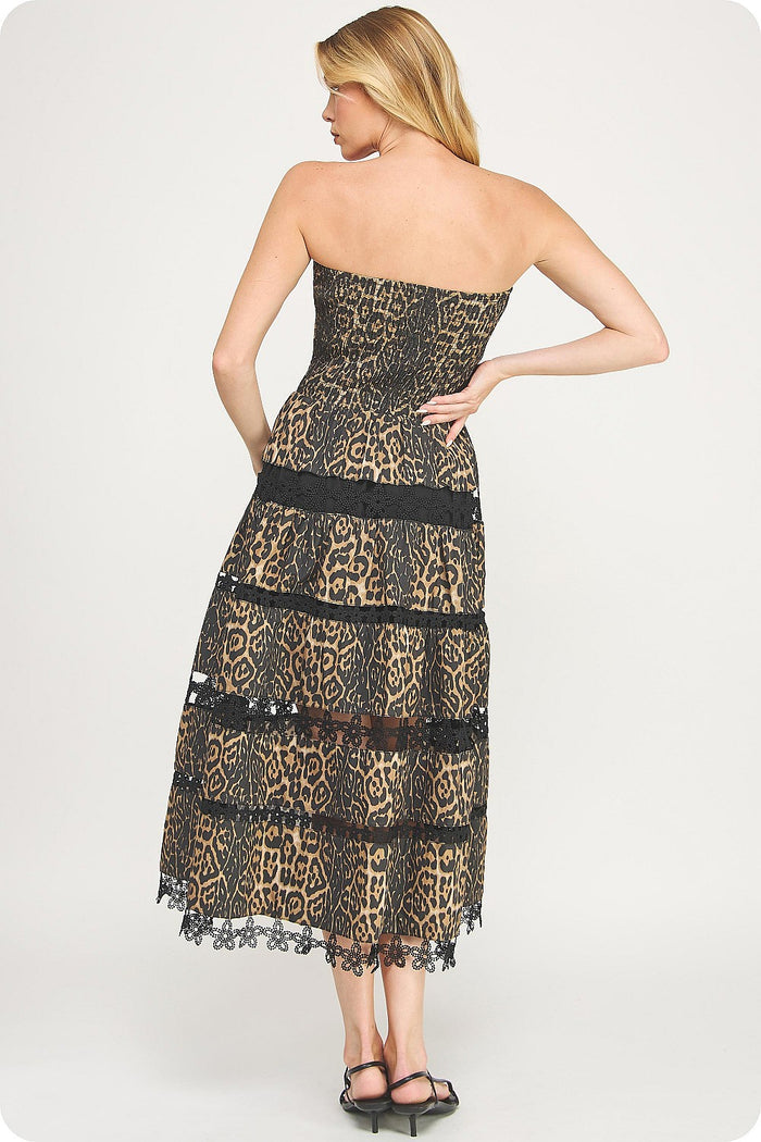 Leopard Cotton Eyelet Tube Dress