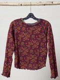 Lily Knit Cotton Long Sleeve Tee Shirt - Cranberry Brown Floral-view 1