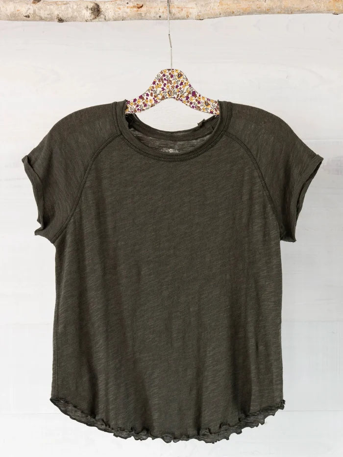 Lily Cotton Short Sleeve Tee Shirt - Charcoal-view 2