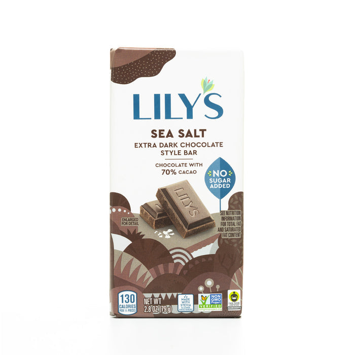 Lily's Sea Salt Extra Dark Chocolate Style Bar - 70% Cacao 79g