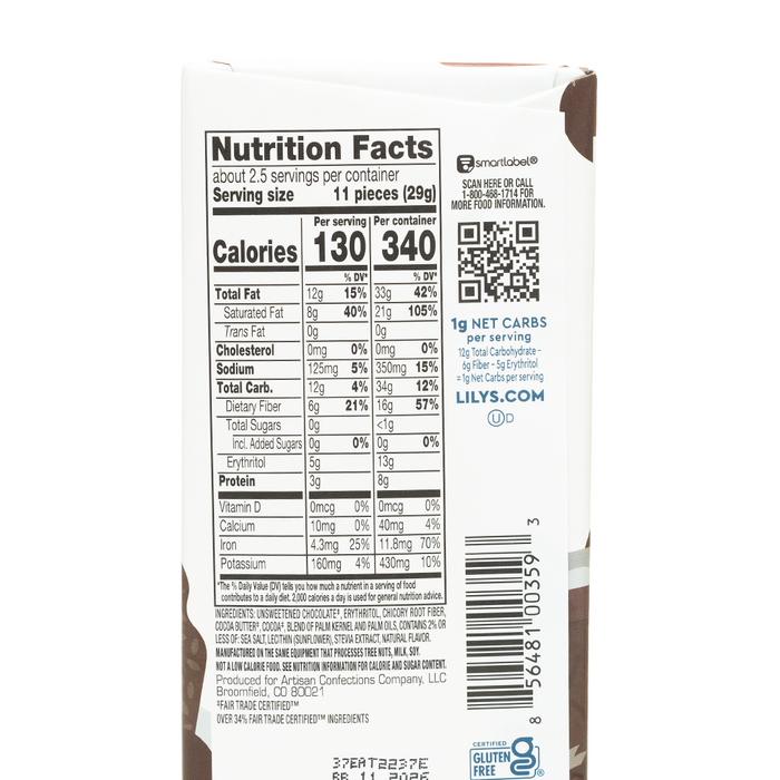 Lily's Sea Salt Extra Dark Chocolate Style Bar - 70% Cacao 79g