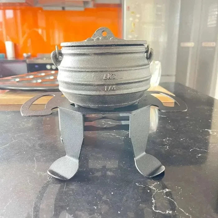LK Potjie Cooker stand set of 2 with carry handles, ideal for 3-leg potjies and fondue-style cooking