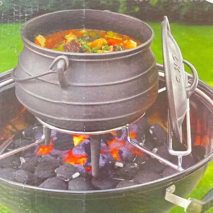 Chrome-plated LK Potjie Ring for 57cm USA kettle braais with pot lid slot
