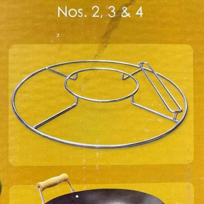 Chrome-plated LK Potjie Ring for 57cm USA kettle braais with pot lid slot for stable outdoor cooking