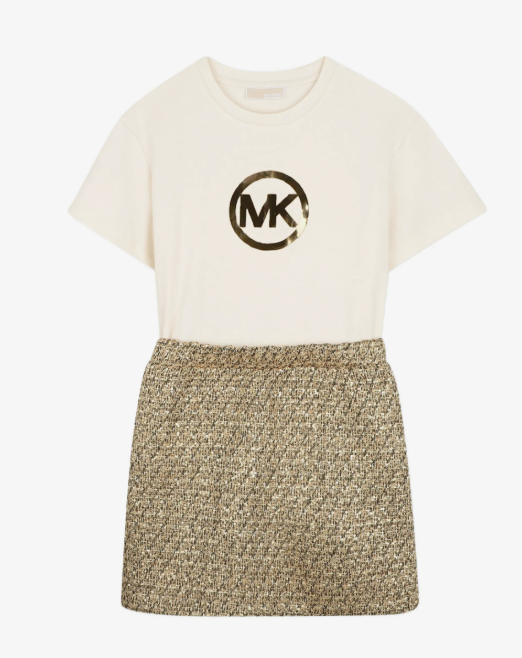 MICHAEL KORS logo-print tweed-skirt casual dress