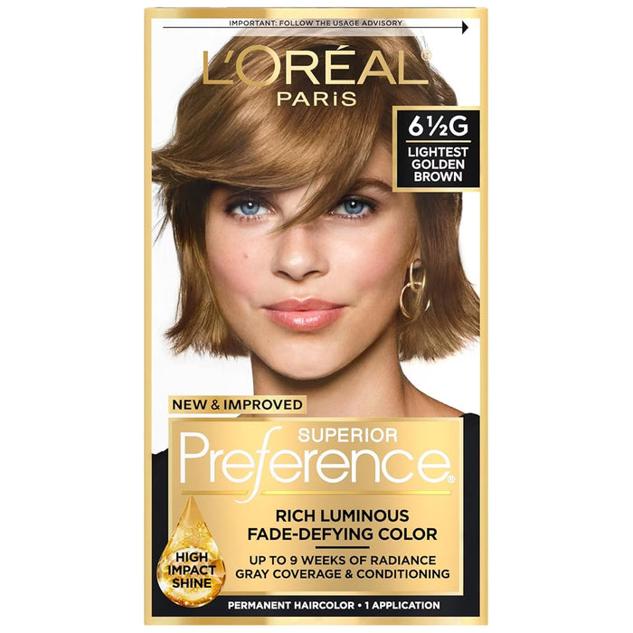 L'Oréal Paris Superior Preference 6-1/2G Lightest Golden Brown Permanent Hair Color - 12 Pack