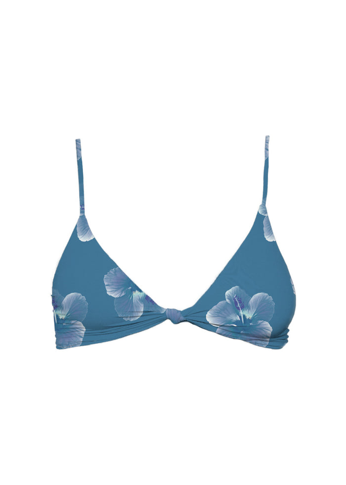 MAI Knot Top (Steel Blue Hibiscus)