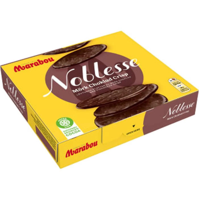 Marabou Noblesse Dark Chocolate Crisp 2 × 150g (2 × 5.29 oz) – Authentic Swedish Premium Thin Dark Chocolate Crisps