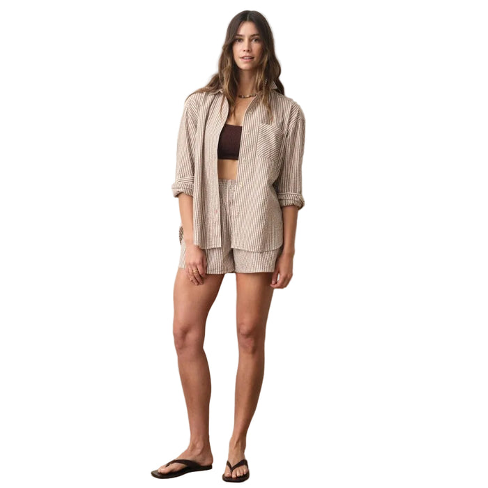 Marine Layer Women's Gracey Long Sleeved Oversized Seersucker Button Up Top