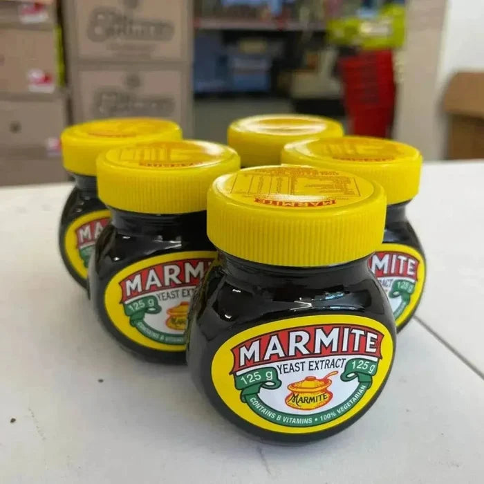 Marmite Yeast Extract 125g jar rich in B vitamins vegetarian spread with distinctive umami flavor