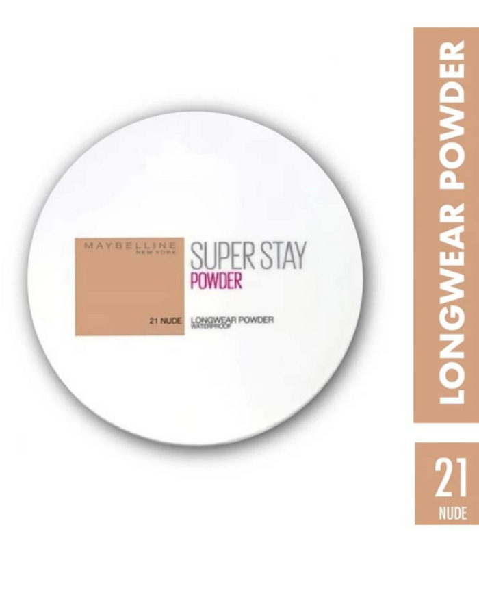 Maybelline SuperStay Long Wear Powder Foundation – 21 Nude (Full Coverage Matte Finish)