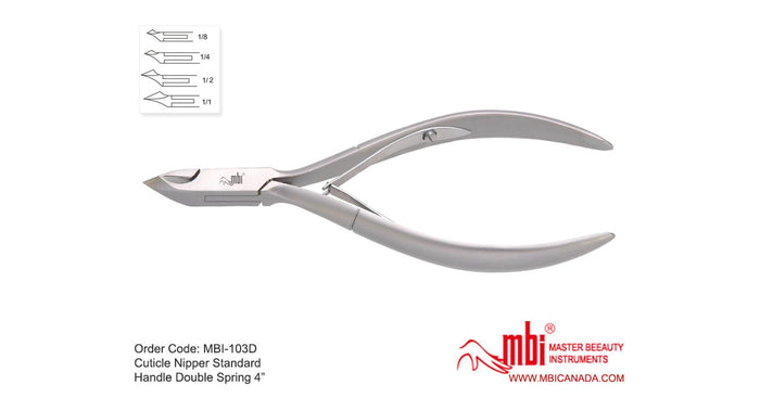 MBI 4" Stainless Steel Cuticle Nipper with Double Spring (half jaw)