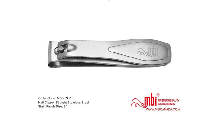 MBI Nail Clipper Straight Stainless Steel Satin Finish Size: 3