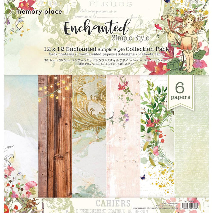 Memory Place - Double-Sided Paper Pack 12"X12" - 6/Pkg - Simple Style Enchanted. This pack includes 6 double-sided papers, 3 designs, 2 sheets each. Made in Japan. Available at Embellish Away located in Bowmanville Ontario Canada.
