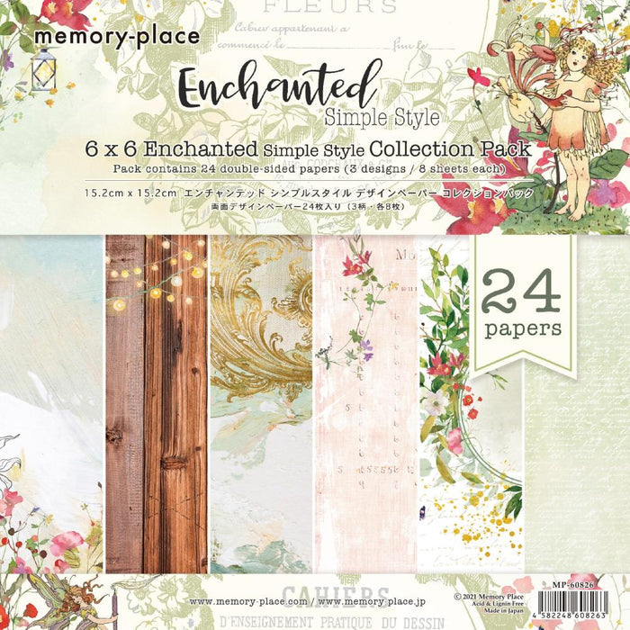 Memory Place - Double-Sided Paper Pack 6"X6" - 24/Pkg - Simple Style Enchanted. Made in Japan. Available at Embellish Away located in Bowmanville Ontario Canada.