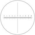 Microscope Eyepiece Reticle Cross Line Micrometer Ruler, X-Axis Crosshair Scale Dia. 16mm, 10mm/100 Div., SKU RT20103201, three quarter front view