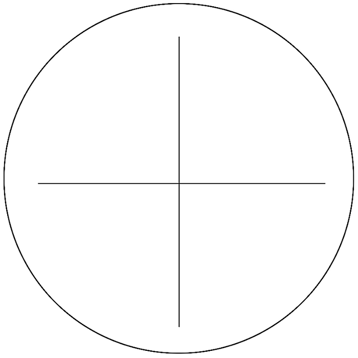Microscope Eyepiece Reticle Cross Line Scale Dia. 16mm, SKU RT20102201, three quarter front view