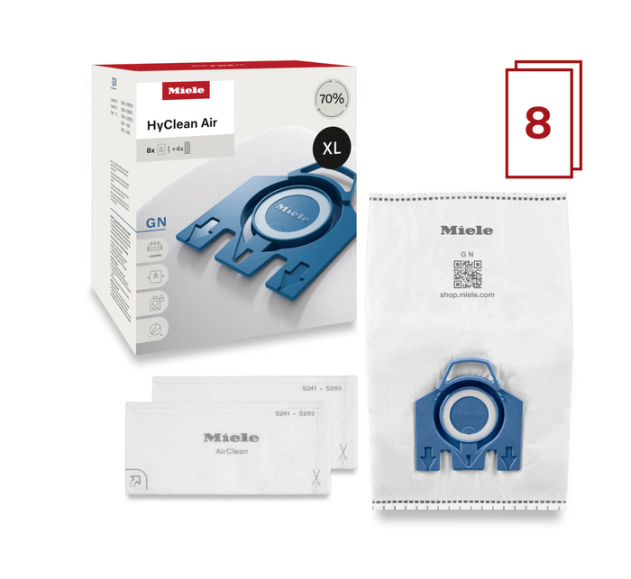 Miele GN XL HyClean Air 8 vacuum bags, SKU 12901900