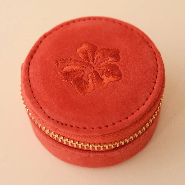 Mini Travel Jewellery Case in Hibiscus Pink