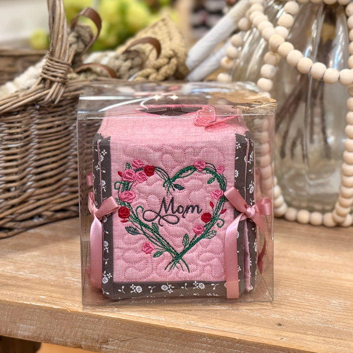 Mom Embroidered Tissue Box Cover