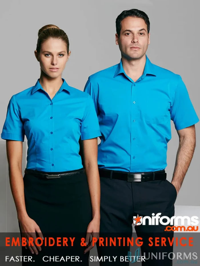 Matching blue Mosman SS shirts perfect for uniforms and workwear