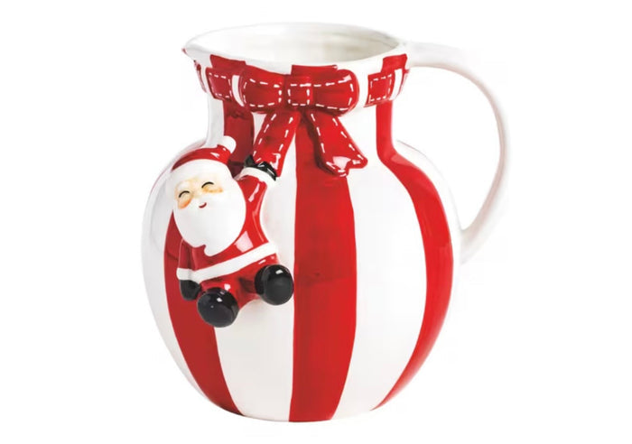 Mud Pie Santa Bow Stripe Pitcher