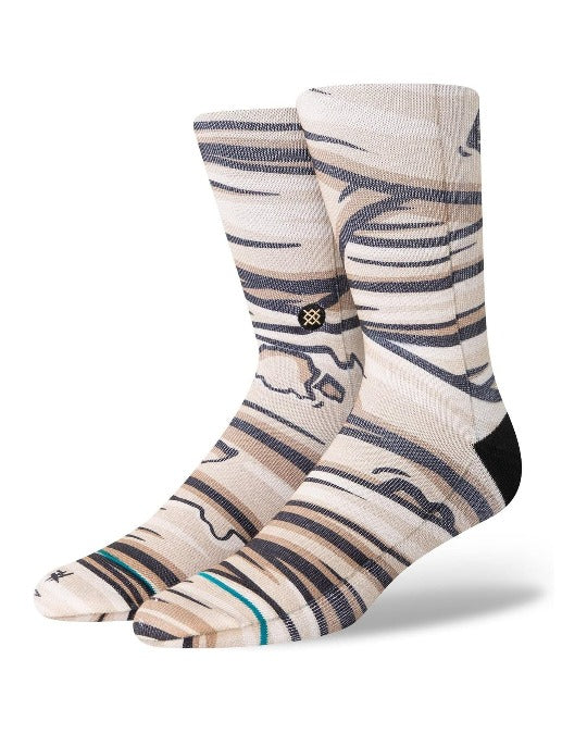 Stance Mummy T Sock, tan crew socks with arch support size L