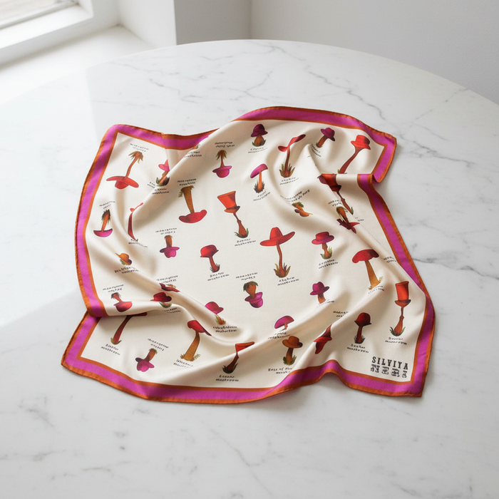 Mushroom Varieties Silk Scarf - Marble