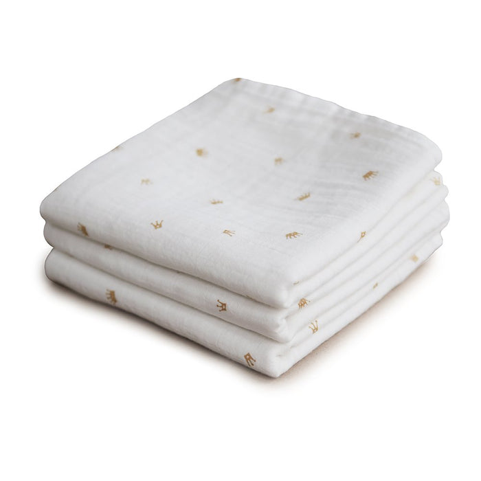 Mushie - Muslin Cloth - Crowns - Pack Of 3