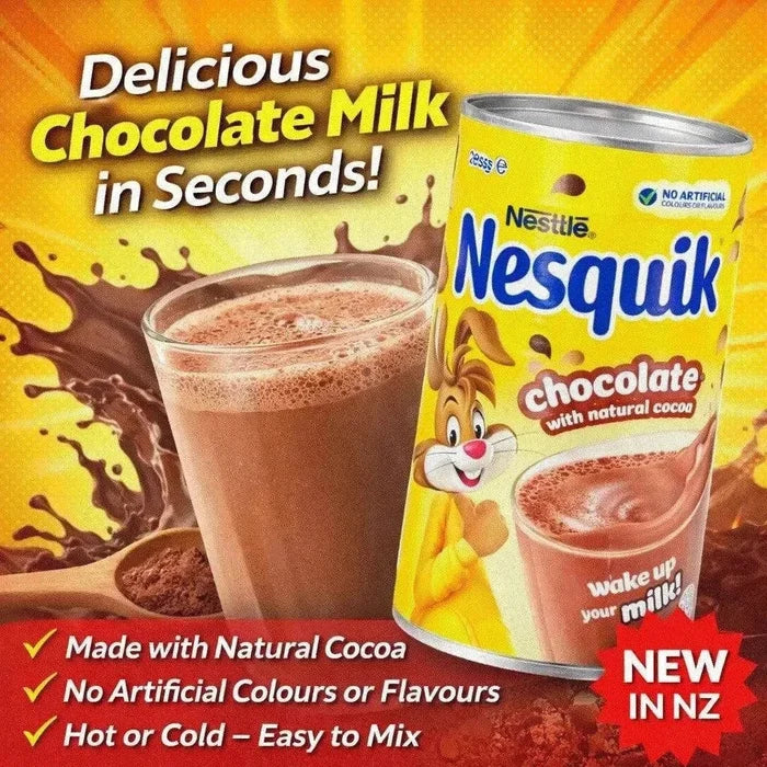 Nestlé Nesquik Chocolate 250g tin with natural cocoa powder for milk drinks