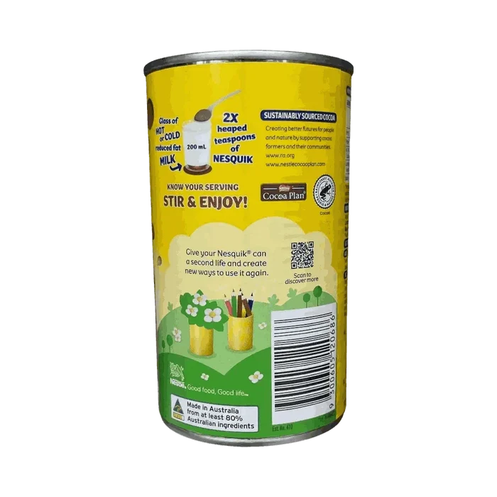 Nestlé Nesquik Chocolate 250g tin with natural cocoa powder for hot or cold milk drink