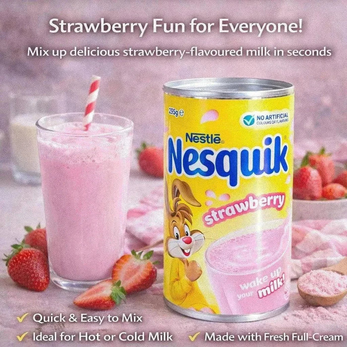 Nestlé Nesquik Strawberry 250g resealable tin for strawberry-flavored milk drink powder