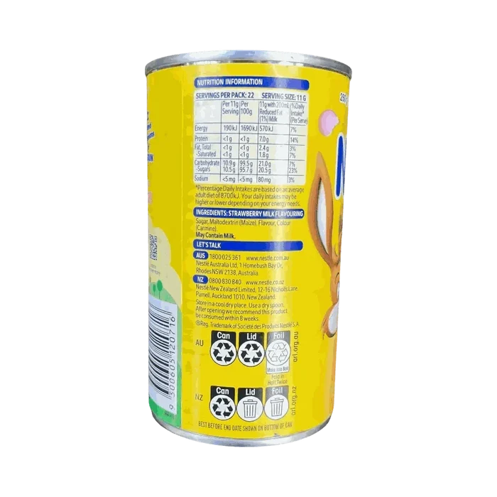 Nestlé Nesquik Strawberry 250g tin for strawberry-flavored milk drink powder