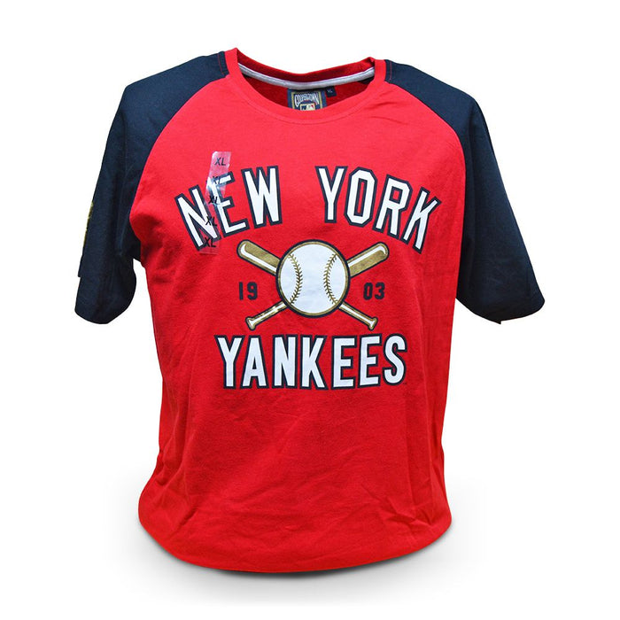 New York Yankees NYC T shirt Baseball Summer Vibes Red 100% Cotton Size XL
