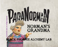 Promotional poster for 'Paranorman: Norman's Grandma' by Black Phoenix Alchemy Lab with a character in a purple outfit.