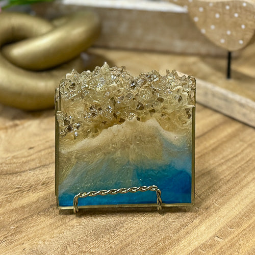 Ocean Blue & Gold Coaster Set