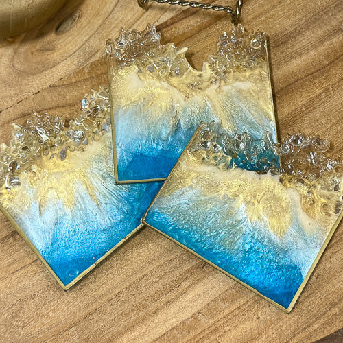 Ocean Blue & Gold Coaster Set