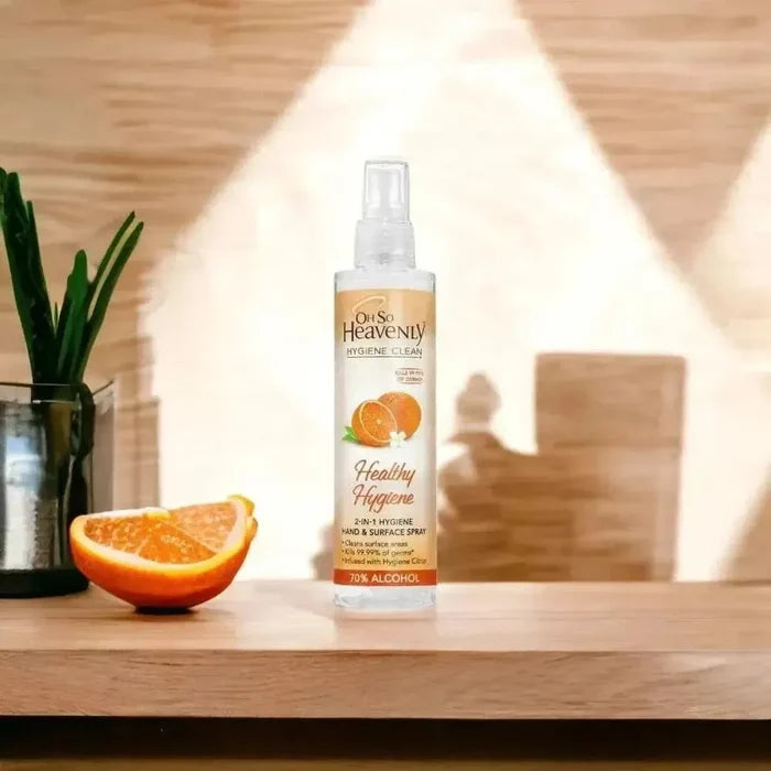 Oh So Heavenly Hygiene Clean Healthy Hygiene Hand & Surface Spray 150ml with 70% alcohol and citrus scent for germ protection