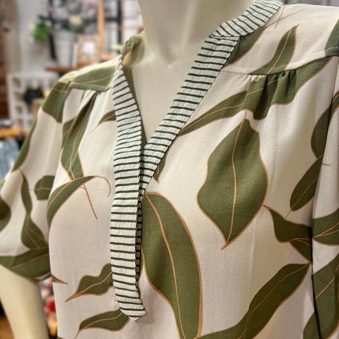 Olive Floral Top