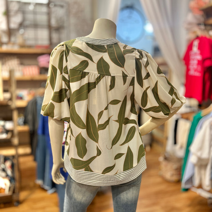 Olive Floral Top