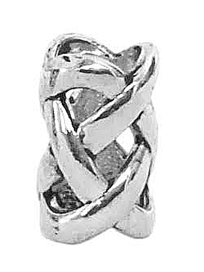 Open Weave Hair Bead - Silver Finish Braid & Dreadlock Accessory front view