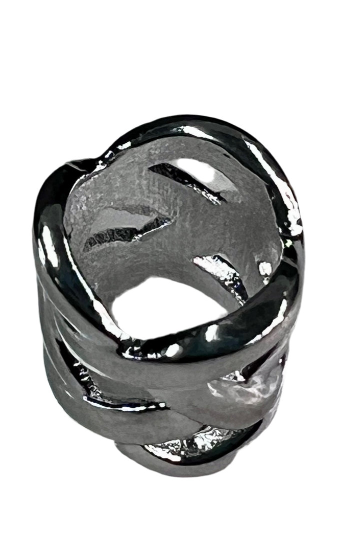 Open Weave Hair Bead - Silver Finish Braid & Dreadlock Accessory front view