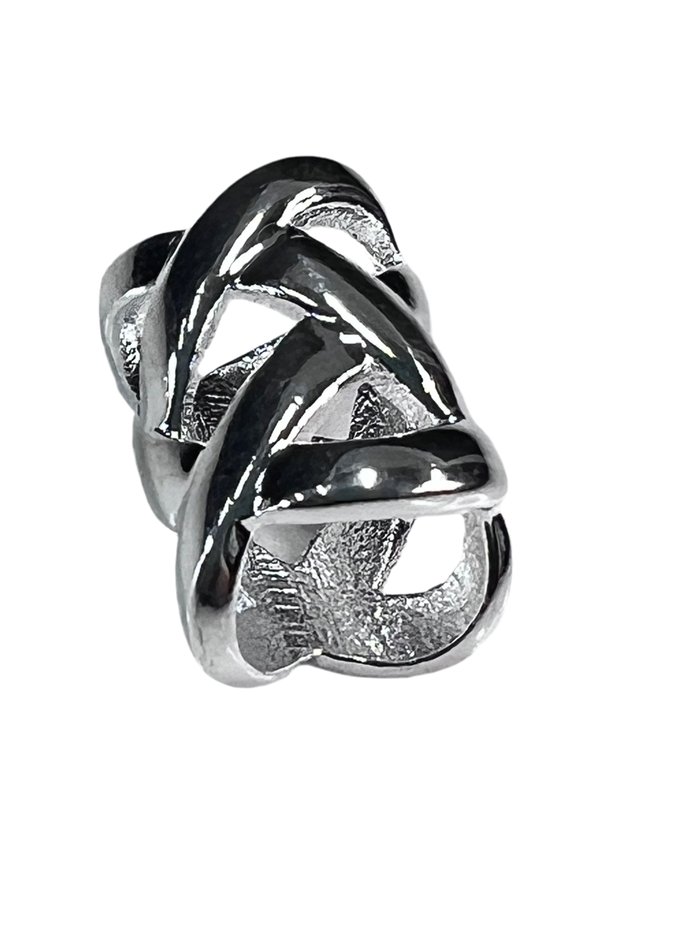 Open Weave Hair Bead - Silver Finish Braid & Dreadlock Accessory side view