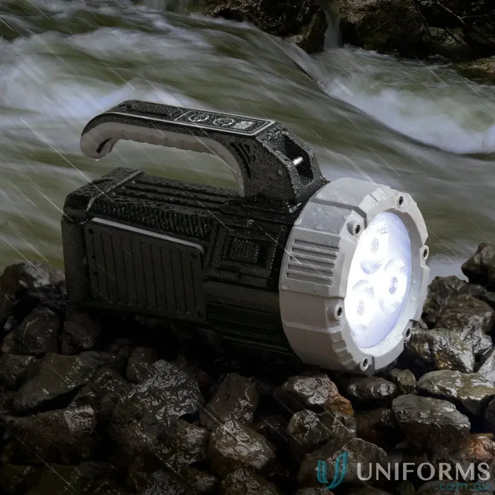branding torch IGOBT OptiBeam Highâ€‘Intensity COB Search Light Torch â€“ Durable Black/Steel Grey front product image