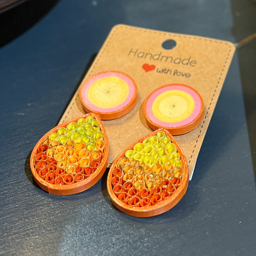 Orange Quilling Tribal Earrings