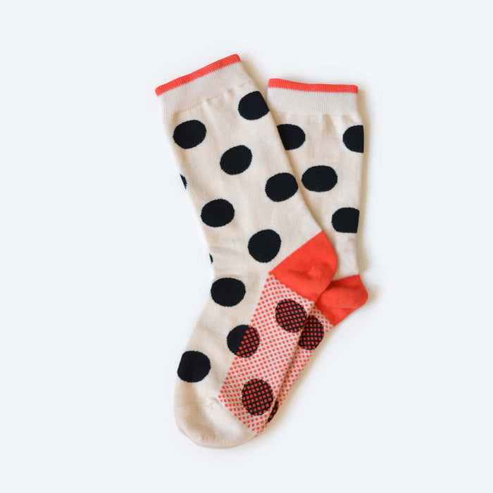 Panhandle Classic Dot Crew Socks — Cream | Hooray Sock Co.